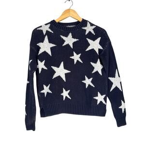 Anthropologie Marled Star Sweater Blue Thick Pullover Small American Patriotic